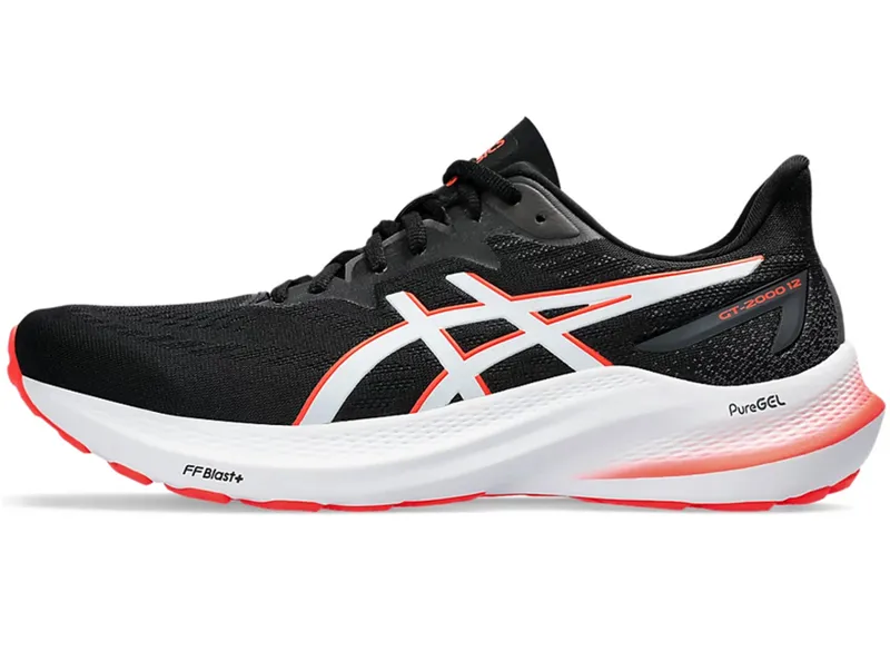 Asics Men's GT-2000 12 Running Shoes Black/Sunrise Red-2